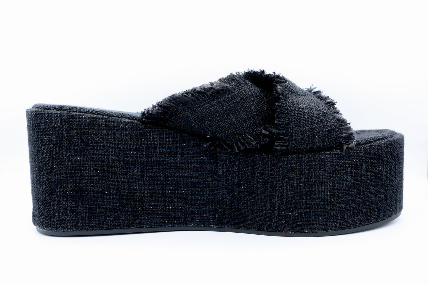 Sandale Plateforme "Effilochée Chic" Noire 119