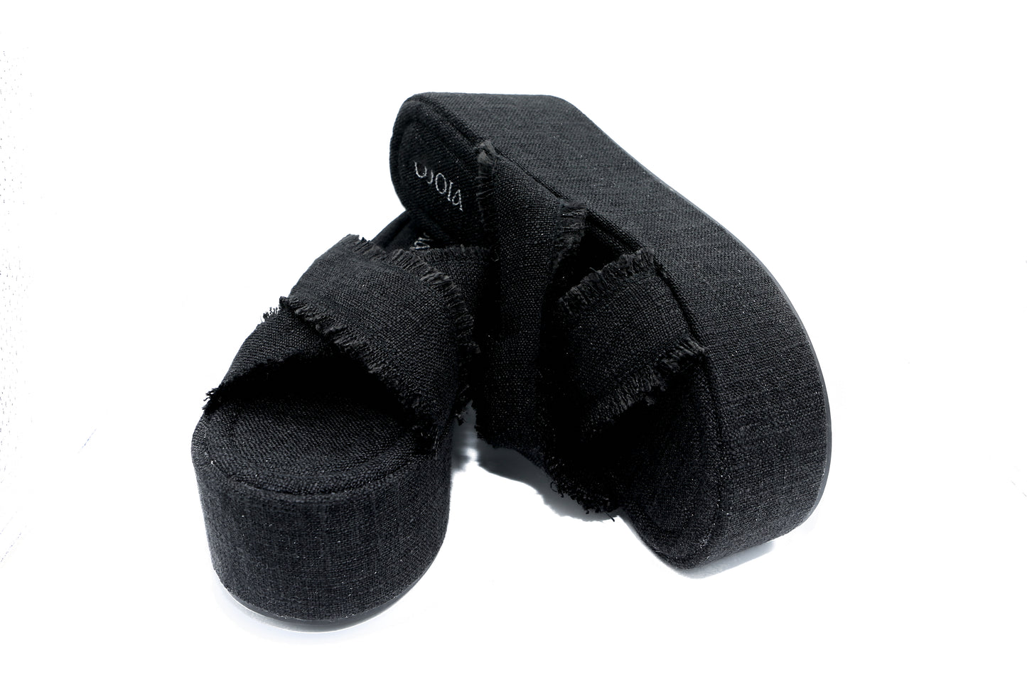 Sandale Plateforme "Effilochée Chic" Noire 119