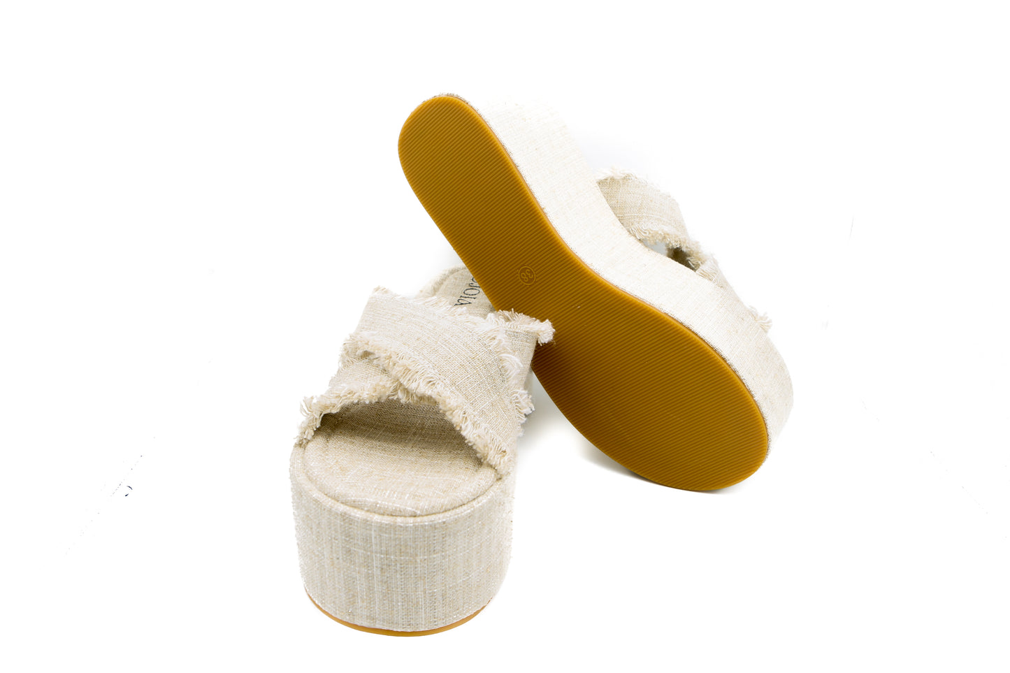Sandale Plateforme "Lin Naturel" Effilochée 121