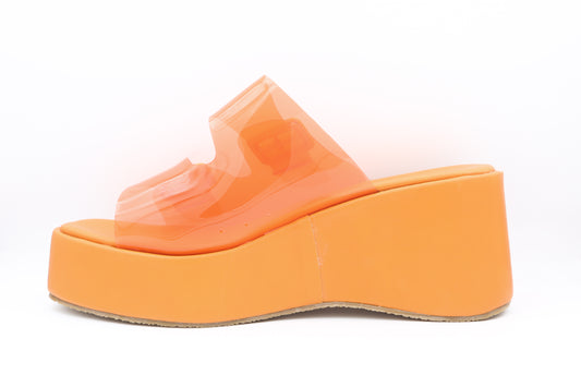 Sandale Compensée "Orange Vif" Transparente 112