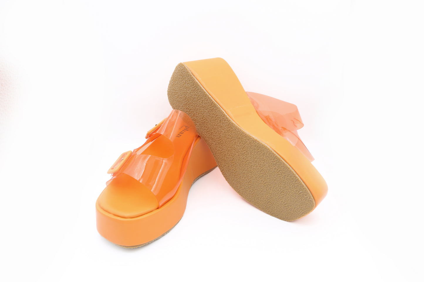 Sandale Compensée "Orange Vif" Transparente 112