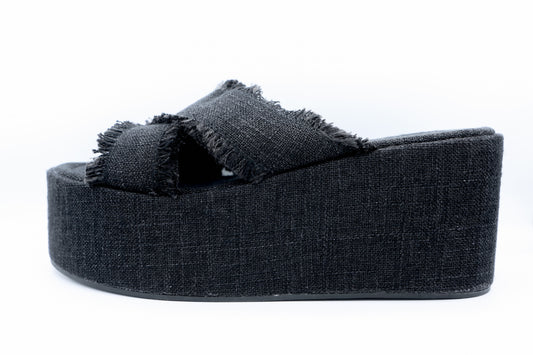 Sandale Plateforme "Effilochée Chic" Noire 119