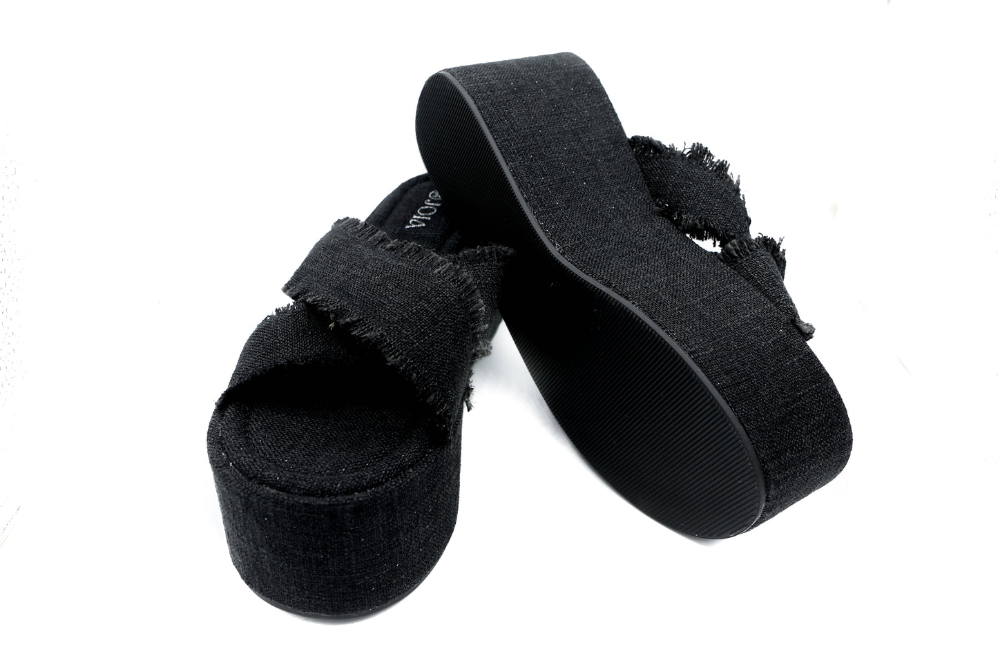 Sandale Plateforme "Effilochée Chic" Noire 119