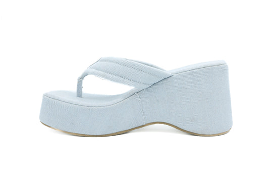 Tongs Compensées "Denim Céleste" 122
